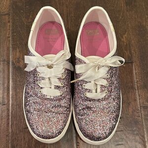 Kate Spade/Keds Glitter Sneakers with Satin Laces Size 23.5 cm